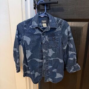 OshKosh B’gosh Denim Camo Button-Up Shirt – Size 4T